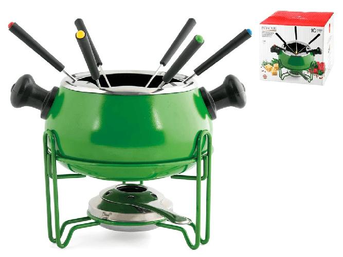 Servizio Fonduta Antiaderente 10 pezzi Verde Home