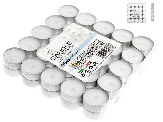 Confezione 50 Candele Tealights Bianche Price's Candles
