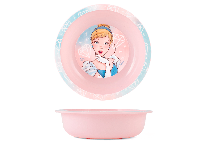 Confezione 3 Pezzi Bimbo Princess Disney, Set Piano Cm 21X1,5H, 1 Fondo Cm 15X4H, 1 Bicchiere Cm 6,5X10,5H Da Cl 28.