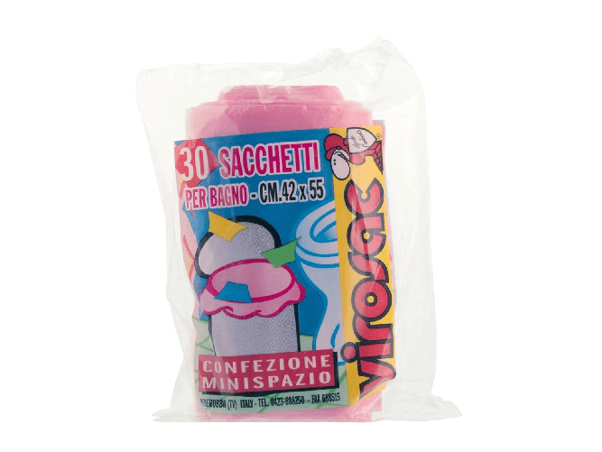 Rotolo 30 Sacchi per pattumiera del Bagno 42x55 cm Virosac