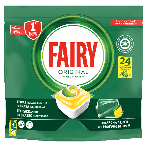 Fairy Tabs Lavastoviglie 24 Pezzi Original Limone Made In Italy