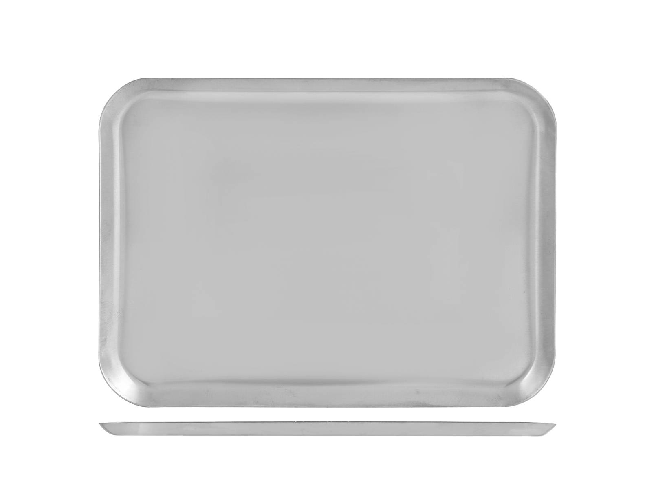 Vassoio Inox pasticceria Rettangolare Cm 23x16,5 Grigio Home