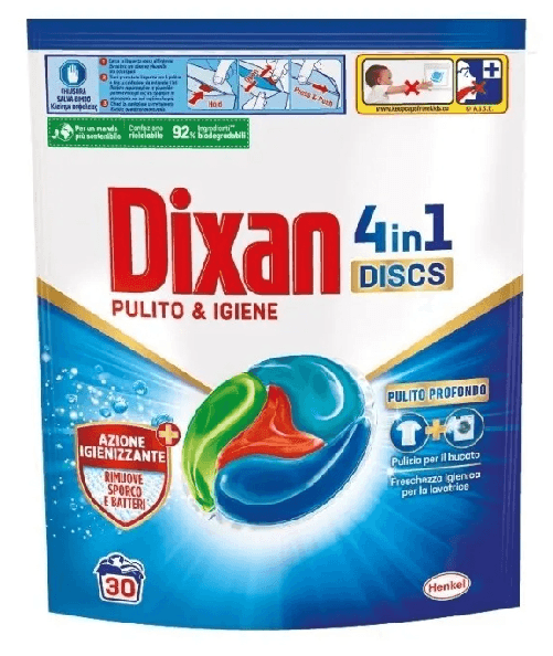 Dixan Lavatrice Ecodosi Discs 30 Pezzi Igiene