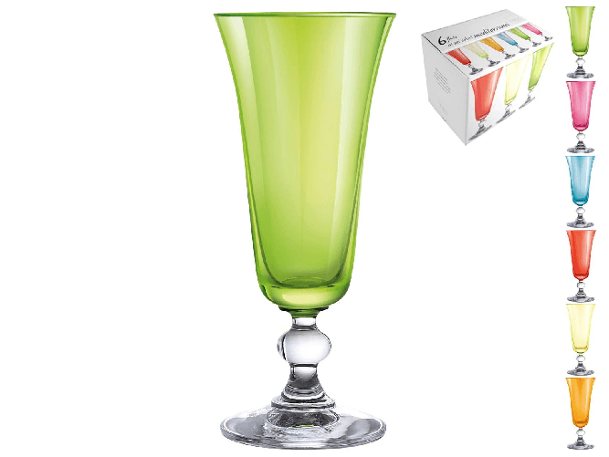 Set 6 Calici H&H in vetro Mediterraneo Flute 15 cl assortiti