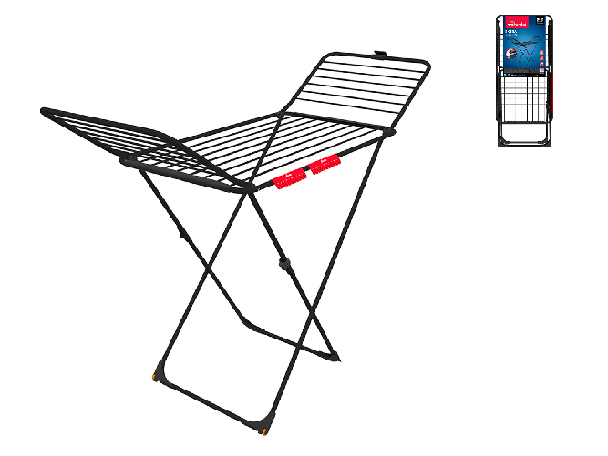 Stendibiancheria Extra Ultimate In Acciaio Inox Colore Nero . Superficie Di Stenditura 20 Mt, Fili Xxl