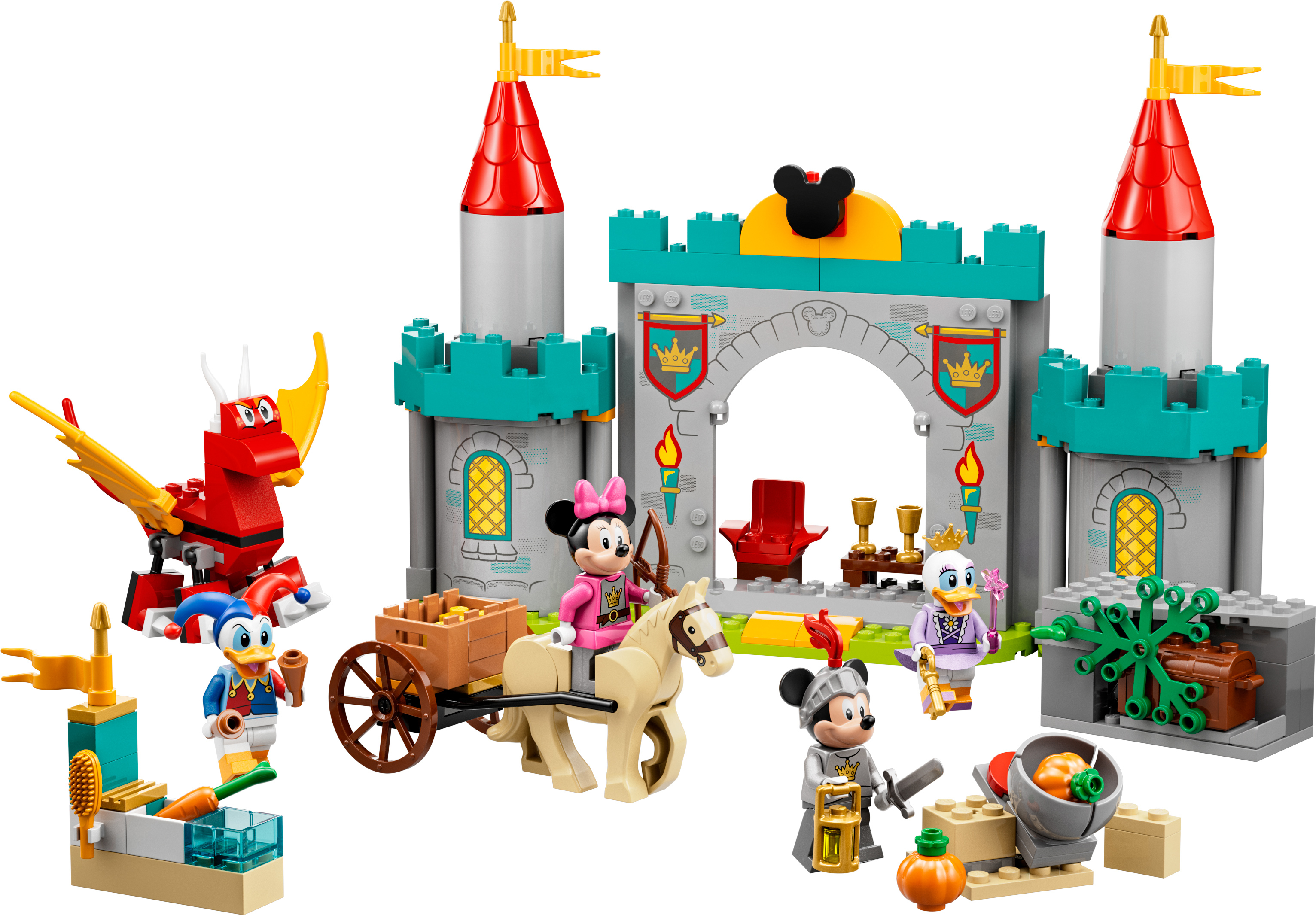 LEGO Disney Topolino e Amici 10780 Topolino e i suoi Amici Paladini del Castello, Cavallo Giocattolo, Giochi per Bambini