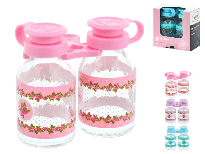 Confezione Sale Pepe In Vetro Decoro Rose Home
