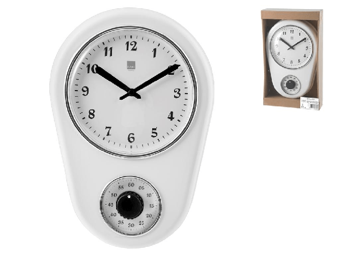 Orologio Con Timer Contaminuti, 31x21 Cm, Bianco H&H