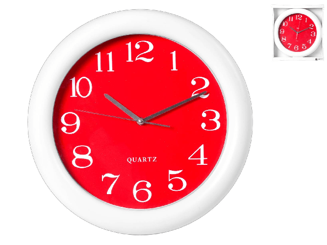 Orologio Tondo, ø 37 Cm, Rosso/bianco H&H