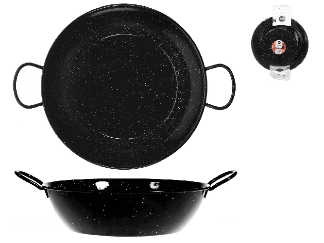 Padella Honda con Manici Vaello Nero Acciaio Smaltato (Ø 30 cm)