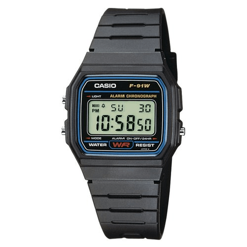 Orologio da polso targato Casio Collection modello F 91W 1YEF di colore nero in plastica
