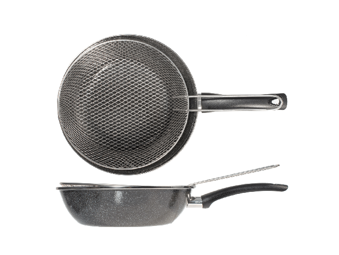 Friggitrice Con Griglia Maculato K2 In Acciaio Ferroso Cm 26, Nero