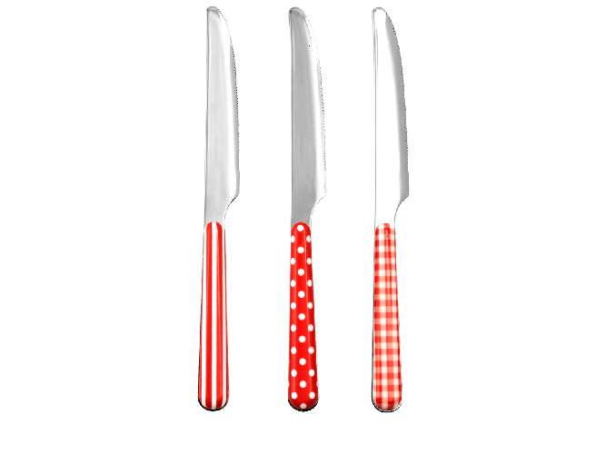Set 6 Coltelli Da Tavola In Acciaio Inox Provence Manico Rosso