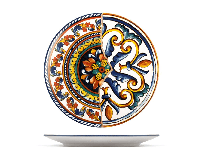 Set di 6 piatti piani modello Positano in stoneware di cm 26