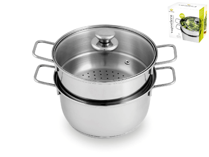 Vaporiera Inox Cestino Inox Con Coperchio In Vetro Cm20 Royal Norfolk