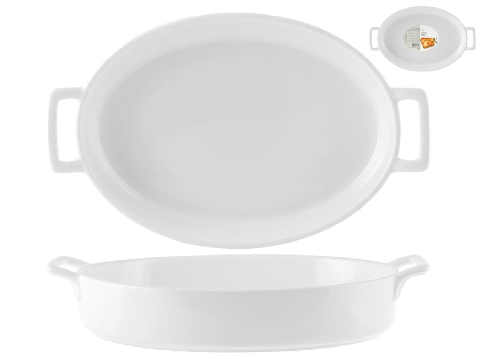 H&h Pirofila Ovale Bianca Con Manici 32,5x22 Cm - Casalinghi
