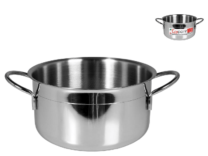 Casseruola HOME in acciaio Inox Ecopoint 2 Manici Cm 22