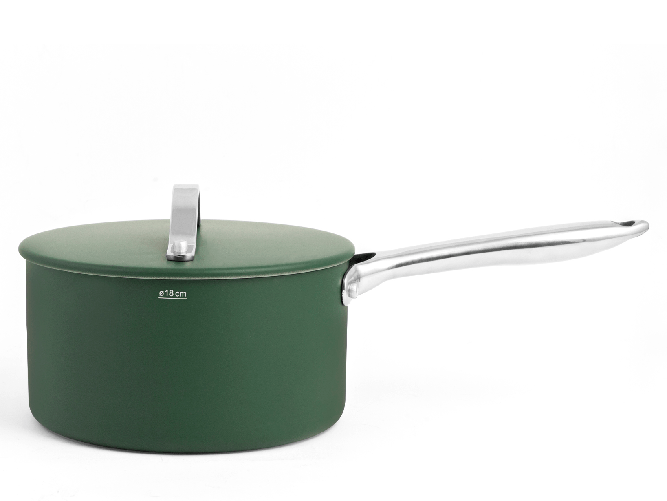H&H Casseruola 1 M Antiaderente Origin Cm 18, Acciaio Inox