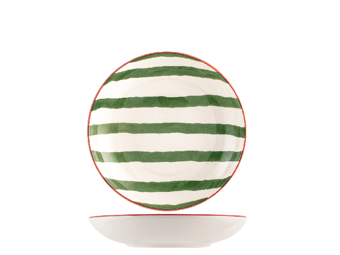 H&H 6 piatti fondi Xmas Strip in ceramica decorati cm 20.