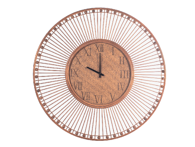H&H Orologio da parete in legno di bambù scuro a raggera cm 81x4
