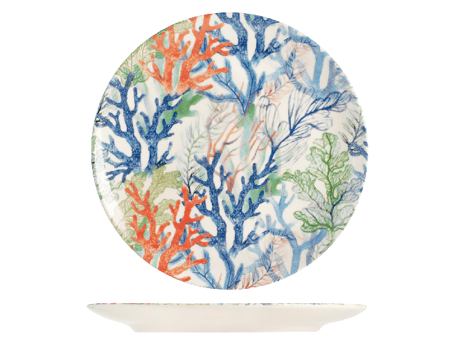 H&H 12 piatti piani Mayabay in stoneware decorati cm 26