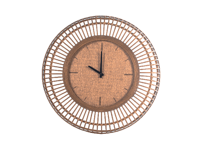 H&H Orologio da parete in legno di bambù scuro forma bombata cm 60x12