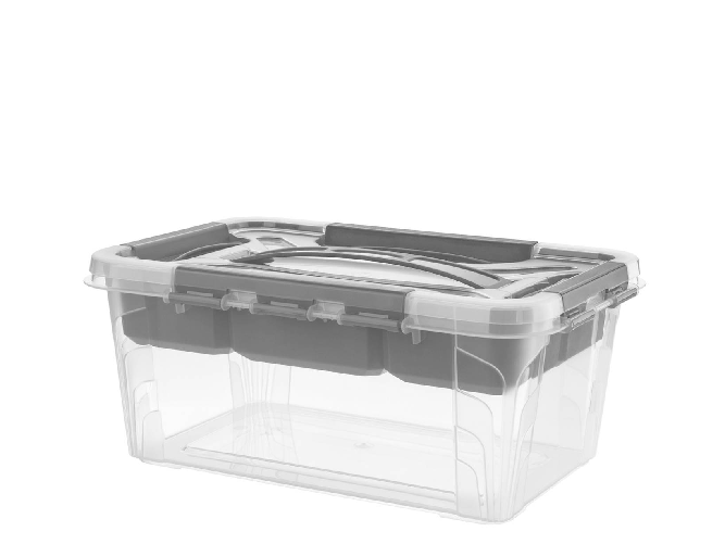 Box Hubert 29x19x12,4 Vassoio Grigio-11100 Trasparente Keeeper