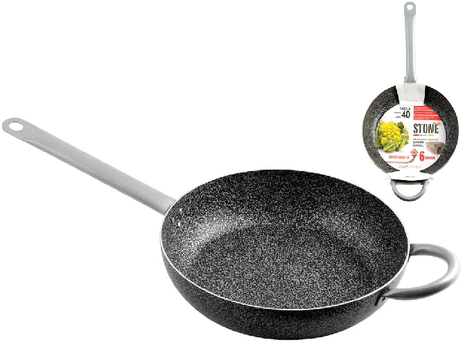 Padella Antiaderente Family Stone Cm 40 man Argento Home
