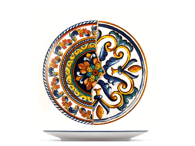 Set di 6 piatti da frutta modello Positano in stoneware di cm 20