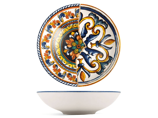 Set di 6 piatti fondi modello Positano in stoneware di cm 20