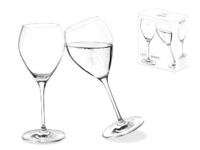 Set di 2 calici in vetro trasparente di ml 390