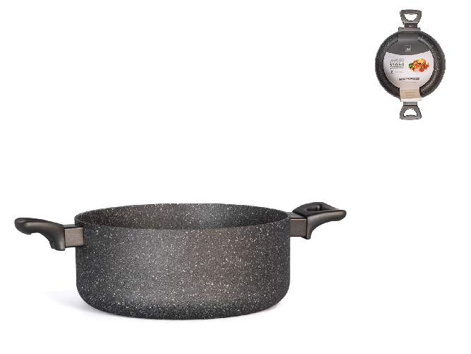Casseruola H&H 2 Manici Antiaderente Stone Per Induzione Colore Grigio 26Cm