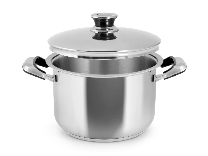 Pentola 2 Manici In Acciaio Inox 18/10 Con Coperchio, Manici In Bachilite Cm 24. Adatta A Tutti I Piani Cottura Compreso Il Piano Ad Induzione