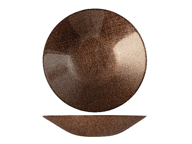 H&H 6 piatti fondi Regent in vetro effetto glitterato colore bronzo cm 22