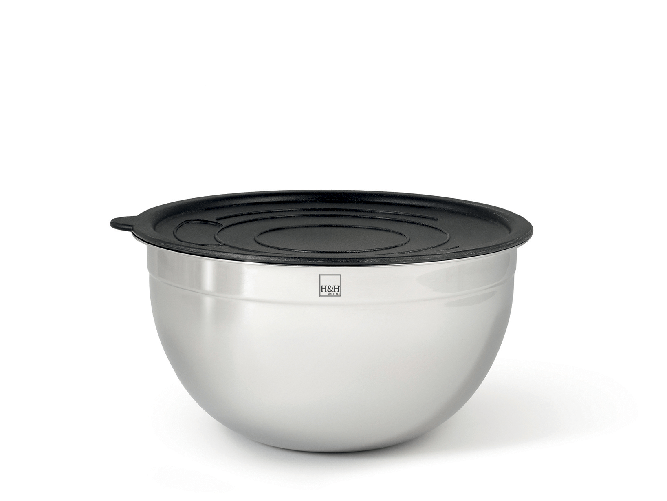 H&H Mixing bowl in acciaio inox 18/10 con coperchio in plastica cm 16. 1,3 lt