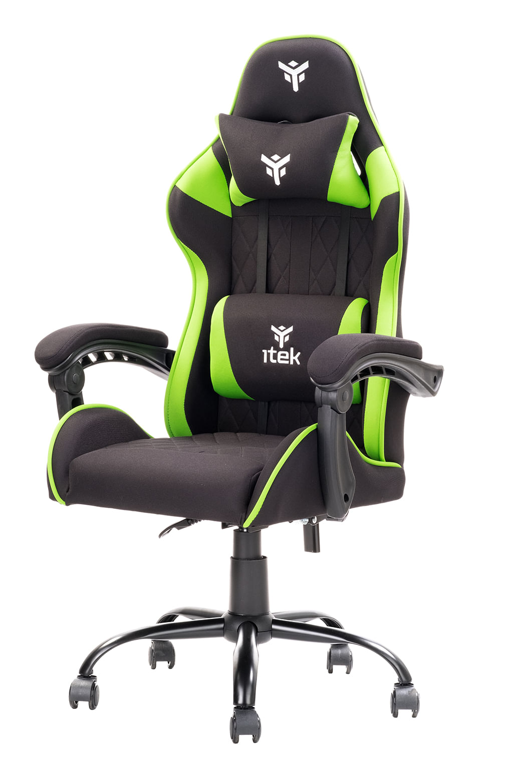 Itek Gaming Chair RHOMBUS FF10 - Tessuto, Doppio Cuscino, Schienale Reclinabile, Nero Verde itek RHOMBUS FF10 Sedia per gaming universale Seduta in re