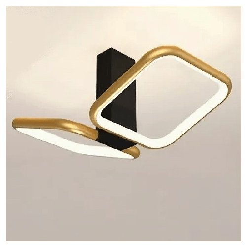 Plafoniera Led 20watt 2 Quadrati Oro Design Moderno Lampadario Da Soffitto 50575 -