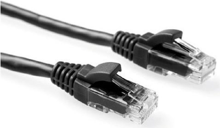 ACT Black 1 meter U/UTP CAT6 patch cable component level with RJ45 connectors