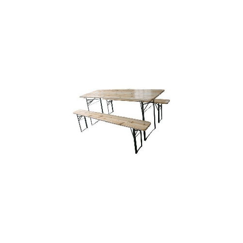 Set Tavolo + Panche Birreria 2 Gambe Domus Legno/Acciaio Cm 120X60 H.Cm 76 Cf=Pz 3