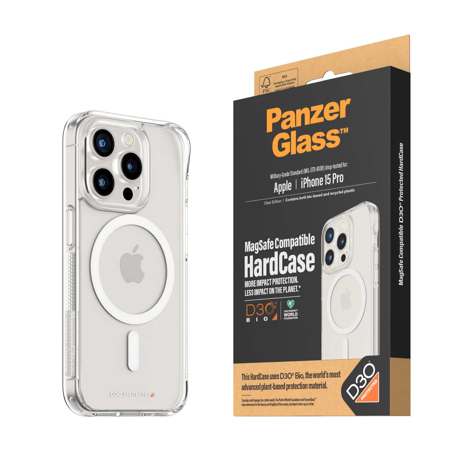 PanzerGlass Cover MagSafe Compatibile con D3O iPhone 15 Pro PanzerGlass PG Hardcase Iphone 2023 Pro 6.1In MS D3O custodia per cellulare 15,5 cm (6.1"