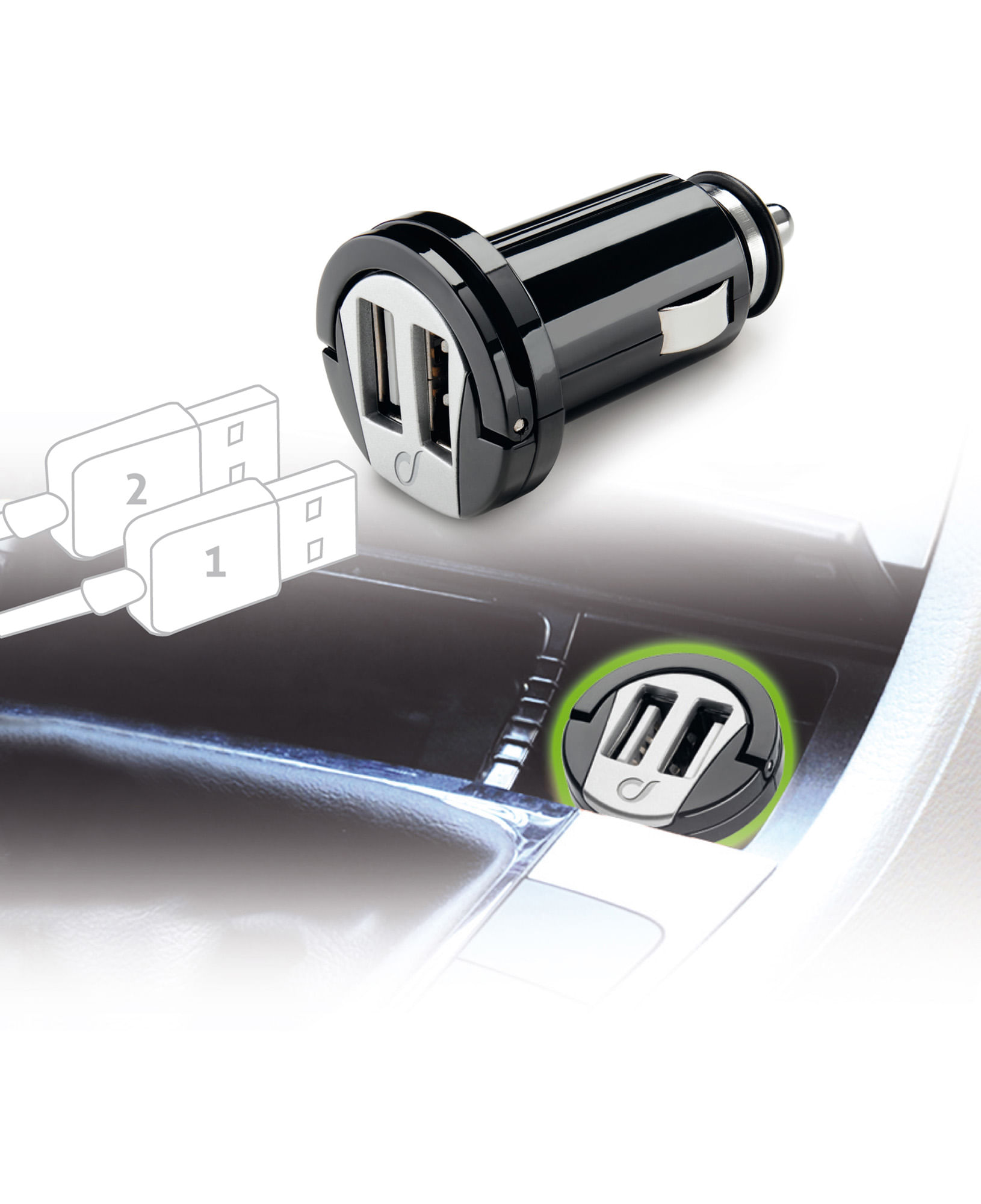 Cellular Line Cellularline USB Car Charger Dual - Universal Cellularline USB Car Charger Dual - Universal