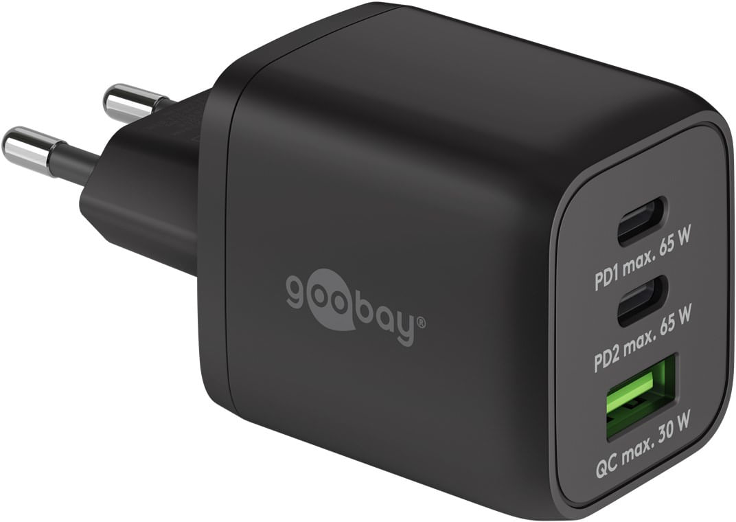 Goobay 64753 Caricabatterie per dispositivi mobili Cuffie, Smartphone, Tablet Nero AC Ricarica rapida Interno