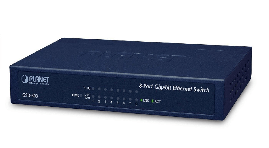 PLANET GSD-803 Gigabit Ethernet 10/100/1000 Blu (8-P 10/100/1000Mbps Gigabit - Ethernet Switch External - Power - Metal PLANET GSD-803 switch di rete