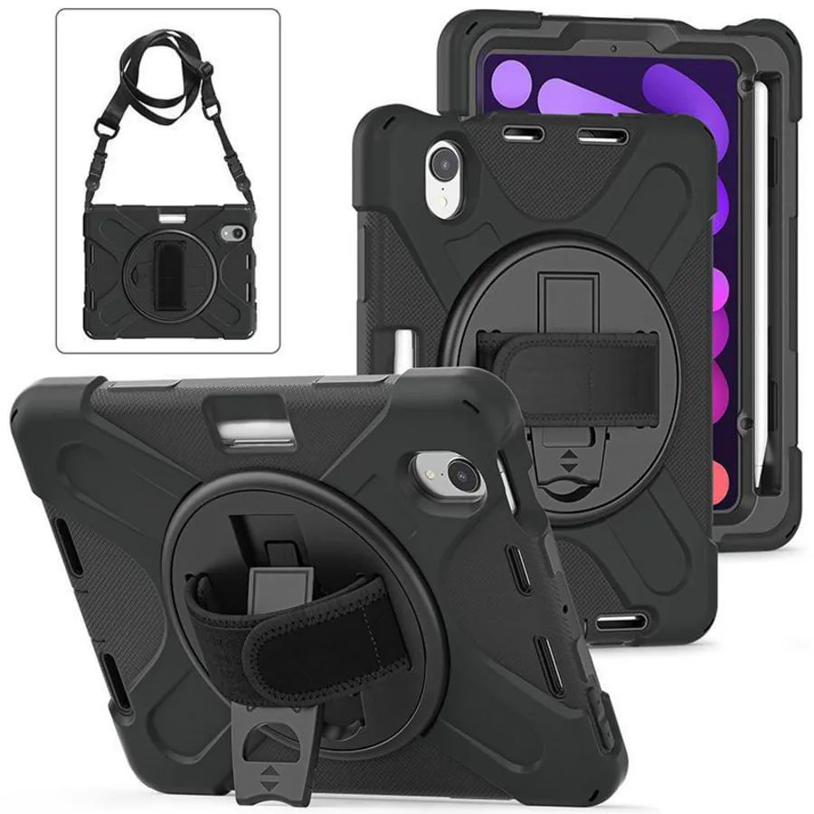 ESTUFF ES681555-BULK custodia per tablet 211 cm 8.3 Cover Nero (AUSTIN Defender Case iPad - Mini 6 with hand strap and - eSTUFF ES681555-BULK custodia