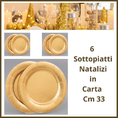 Natale Set 6 sottopiatti oro dorato natalizi carta per tavola di natale decorazioni natalizie vintage