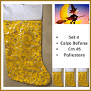 Natale  Calza befana vintage gialla con decori lunari  set 4 calze decorazioni natalizie addobbi regali di