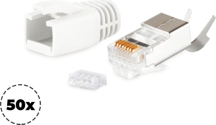 Shiverpeaks S/CONN maximum connectivity Netzwerk Modular Stecker RJ45 SET für Verlegekabel bis AWG 23 S/CONN 72067-50W cavo di collegamento RJ-45 Bian
