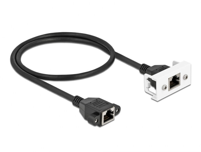 DeLOCK Cavo di estensione di rete per Easy 45 Modulo S/FTP da RJ45 femmina a RJ45 femmina Cat.6A 50 cm nero