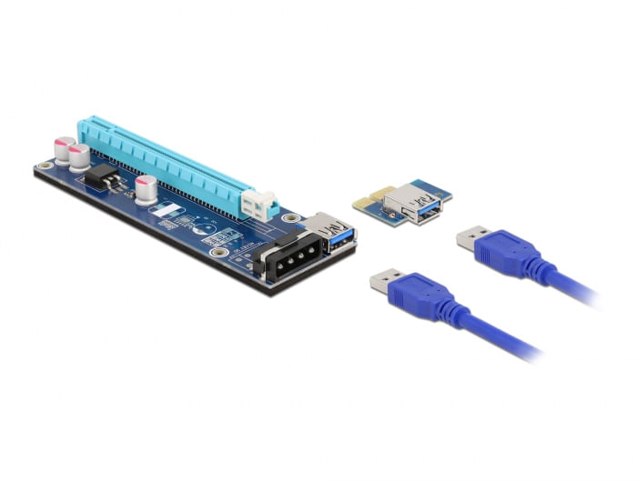 DeLOCK Scheda Riser PCI Express x1 per x16 con 60 cm di cavo USB