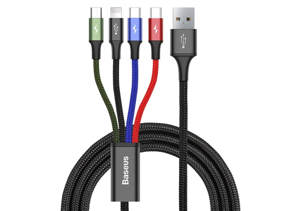 Baseus CA1T4-B01 cavo per cellulare Nero 12 m USB A Lightning micro-USB B USB C (Baseus Rapid Series 4-in-1 Charging C Baseus CA1T4-B01 cavo per cel